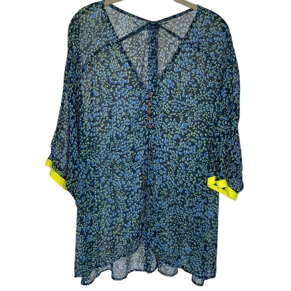 Free People Womens Sleepin In Shirt Sheer Oversized Kimono Cover Up